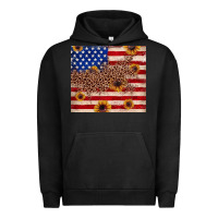 Pigment Black American flag leopard sunflower Urban Hoodie - JahusDesignShop