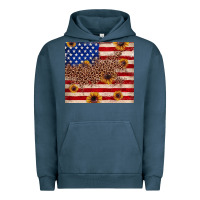 Pigment Midnight Navy American flag leopard sunflower Urban Hoodie - JahusDesignShop