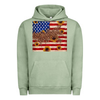 Pigment Oil Green American flag leopard sunflower Urban Hoodie - JahusDesignShop