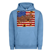 Pigment Pebble Blue American flag leopard sunflower Urban Hoodie - JahusDesignShop