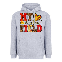 Heather Grey my heart is on that field softball Heavyweight Hoodie - AdoDesignShop