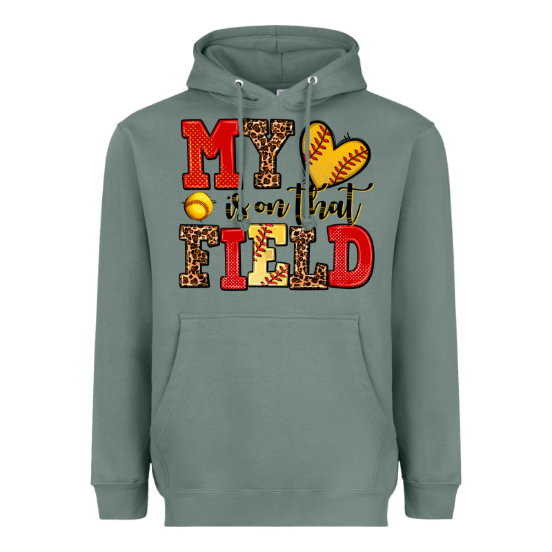 My Heart Is On That Field Softball Heavyweight Hoodie by AdoDesignShop | Teevron