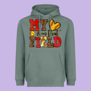 My Heart Is On That Field Softball Heavyweight Hoodie Designed By Adodesignshop