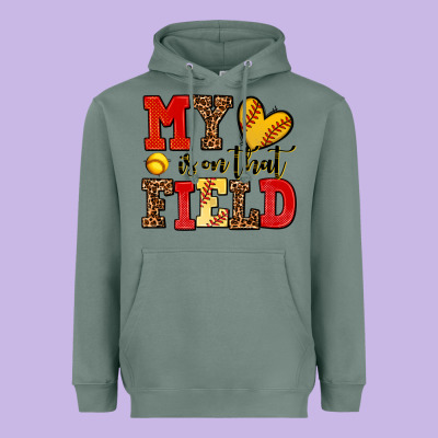 My Heart Is On That Field Softball Heavyweight Hoodie Designed By Adodesignshop
