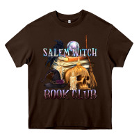 Chocolate Brown Salem Witch Book Club Heavy Core Tee - texasbilliewilder