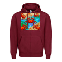 Burgundy crab Zipper Hoodie - BarkalooDesign