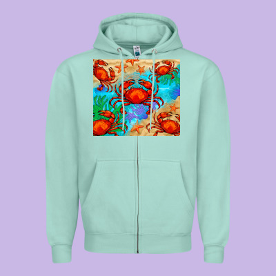Crab Zipper Hoodie Designed By Barkaloodesign