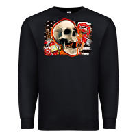 Black firefighter skull Premium Sweatshirt - AdoDesignShop