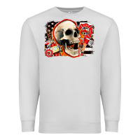 Dove Grey firefighter skull Premium Sweatshirt - AdoDesignShop