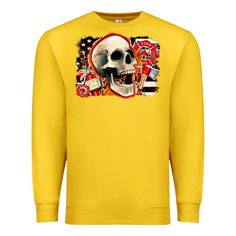 Firefighter Skull Premium Sweatshirt by AdoDesignShop | Teevron