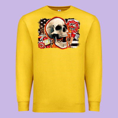Firefighter Skull Premium Sweatshirt Designed By Adodesignshop