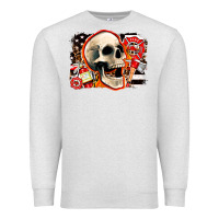 Oatmeal Heather firefighter skull Premium Sweatshirt - AdoDesignShop