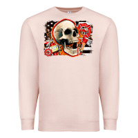 Pale Pink firefighter skull Premium Sweatshirt - AdoDesignShop