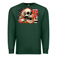 Sports Green firefighter skull Premium Sweatshirt - AdoDesignShop
