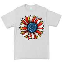 Dove Grey Patriotic Sunflower Premium Tee - Jasminsmagicworld
