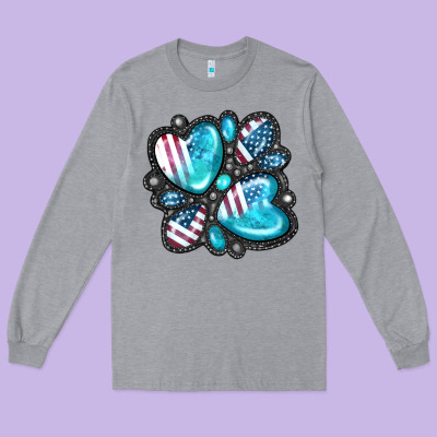 American Gemstone Long Sleeve Tee Designed By Fadigitalartstudio