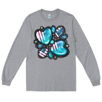 Heather Grey American gemstone Long Sleeve Tee - FaDigitalArtStudio