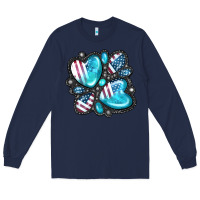 Navy American gemstone Long Sleeve Tee - FaDigitalArtStudio