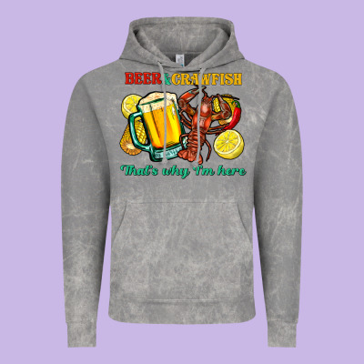 Beer&crawfish That's Why I'm Here Vintage Hoodie Designed By Fadigitalartstudio