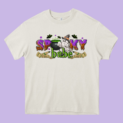 Spooky Babe Halloween Heavy Core Tee Designed By Nancycooperartshop