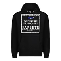 Black papeete tahiti passport stamp vacation travel t shirt Premium Hoodie - maiPhamDesign