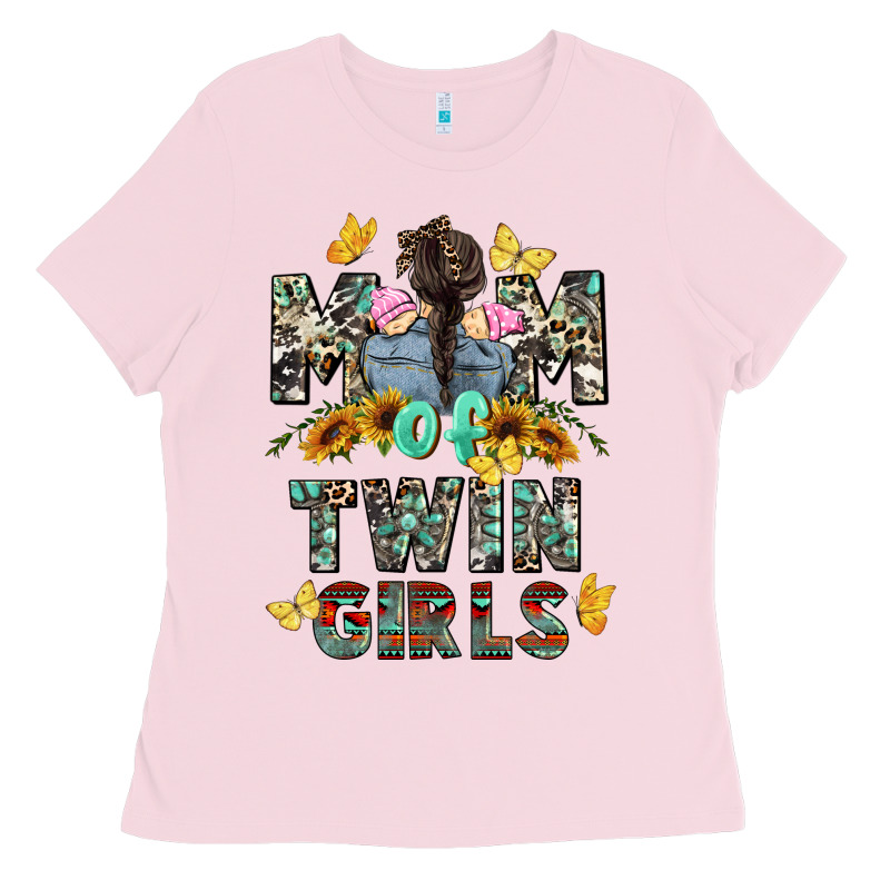 Mom Of Twin Girls Mother's Day Ladies Tee by CowGirlArtShop | Teevron