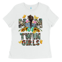 White mom of twin girls mother's day Ladies Tee - CowGirlArtShop