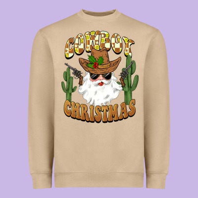 Cowboy Christmas Santa Heavyweight Sweatshirt Designed By Barkaloodesign