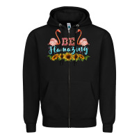 Black be flamezing flamingo Zipper Hoodie - BarkalooDesign