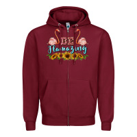 Burgundy be flamezing flamingo Zipper Hoodie - BarkalooDesign