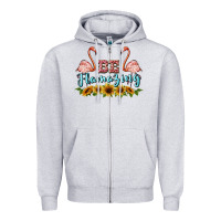 Heather Grey be flamezing flamingo Zipper Hoodie - BarkalooDesign