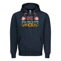 Navy be flamezing flamingo Zipper Hoodie - BarkalooDesign