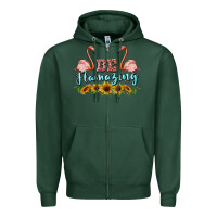 Sports Green be flamezing flamingo Zipper Hoodie - BarkalooDesign