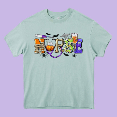 Halloween Nurse Heavy Core Tee Designed By Texasbilliewilder