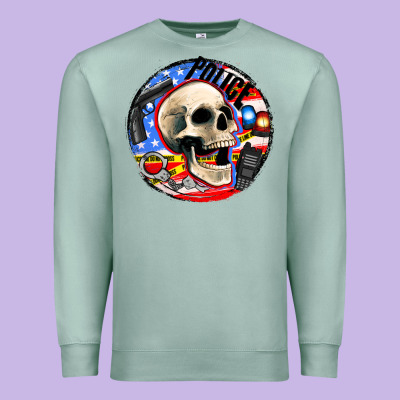 Police Skull And Police Equipment Premium Sweatshirt Designed By Adodesignshop