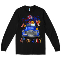 Black Western Fourth Of July Truck Long Sleeve Tee - FaDigitalArtStudio
