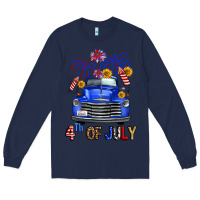 Navy Western Fourth Of July Truck Long Sleeve Tee - FaDigitalArtStudio