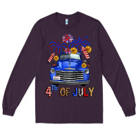 Plum Western Fourth Of July Truck Long Sleeve Tee - FaDigitalArtStudio
