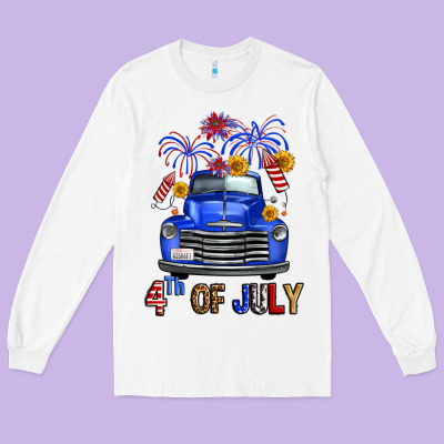 Western Fourth Of July Truck Long Sleeve Tee Designed By Fadigitalartstudio