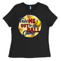 Black take me out to the ball game softball Ladies Tee - CowGirlArtShop