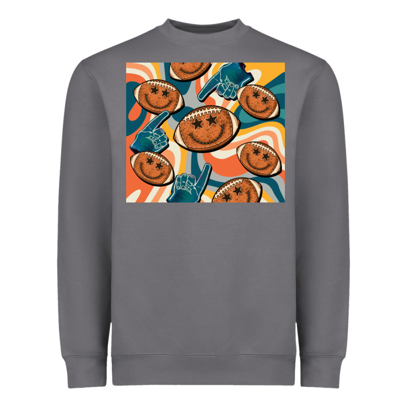 Football Smiley Face Heavyweight Sweatshirt by BarkalooDesign | Teevron