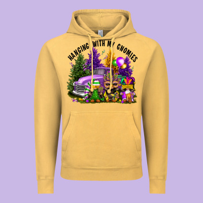 Mardi Gras Hanging With My Gnomies Vintage Hoodie Designed By Fadigitalartstudio