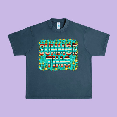 Summer Time Glitter Pineable Urban Heavy Tee Designed By Cowcowdesign
