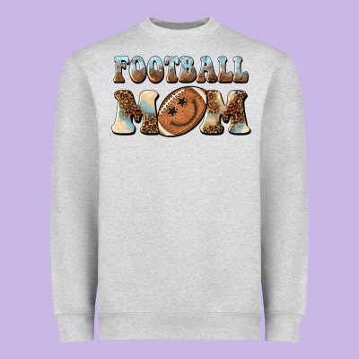 Football Mom Football Smiley Face Heavyweight Sweatshirt Designed By Barkaloodesign