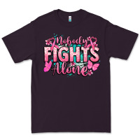 Plum Nobody fights alone Cancer Awareness Premium Tee - HowdyJamesFarm