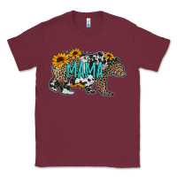 Burgundy mama bear sunflowers leopard cowhide mother's day Classic Tee - Jasminsmagicworld