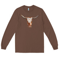 Chestnut longhorn cow head Long Sleeve Tee - RanaPortraitStore