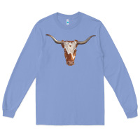 Colony Blue longhorn cow head Long Sleeve Tee - RanaPortraitStore