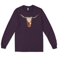 Plum longhorn cow head Long Sleeve Tee - RanaPortraitStore