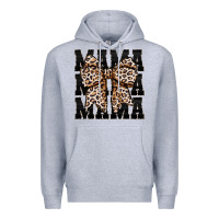 Heather Grey mama leopard Premium Hoodie - CowhideDigitalArt